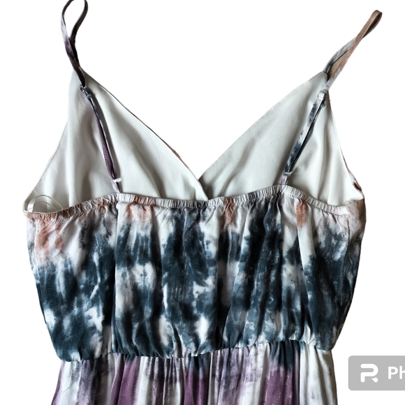 One Clothing tie dye V neck wrap maxi dress purple white dark green size S - Picture 7 of 11